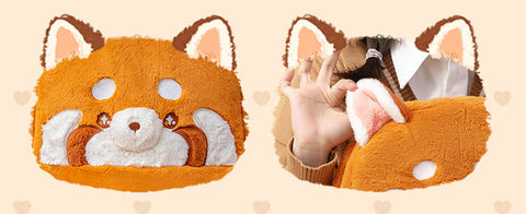 Red Panda Fluffy Backpack, Animal Book Bag