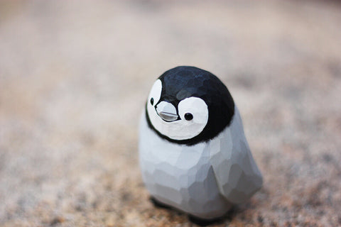 Handmade Carved Emperor Penguins Figurine