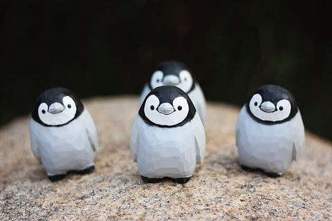 Handmade Carved Emperor Penguins Figurine