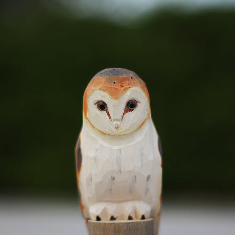 Handmade Carved Owl Figurine
