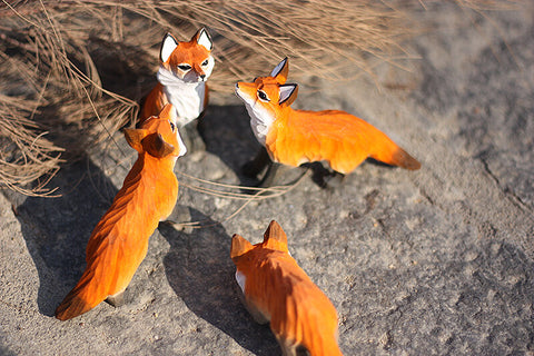 Handmade Carved Red Fox Figurine