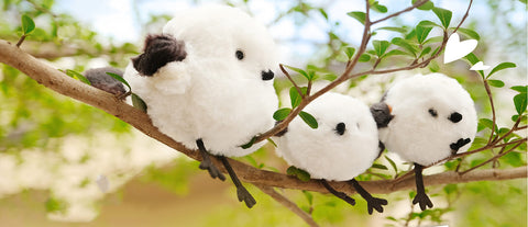 Cute Long-tailed Tit Bird Stuffed Plush Toy, Cute Bag Charm