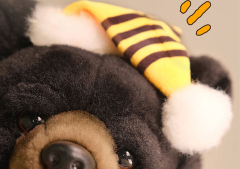 Cute Asian Black Bear Stuffed Plush Slap Bracelet, Bear Plushies