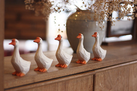 Handmade Carved Goose Figurine