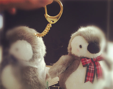Cute Penguin  Couple Bag Charm, Stuffed Animal Keychain