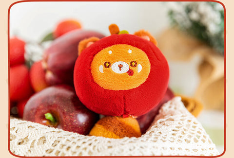 Apple Red Panda Plush Bag Charm, Stuffed Animal Keychain