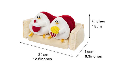 Chubby Couple Seagull Stuffed Animal Plush Toy with Plush Sofa