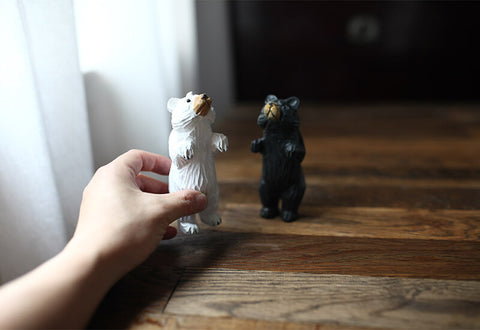 Handmade Carved Black Bear/Polar Bear Figurine