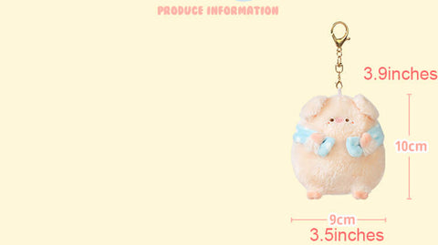 Adorable Bath Piggy Plush Bag Charm, Stuffed Animal Keychain