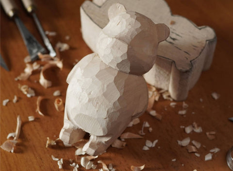 Handmade Carved Cartoon Bear Figurine