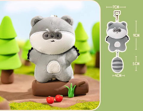 Cute Raccoon & Red Panda Bag Charm with Magnet, Plush Keychain