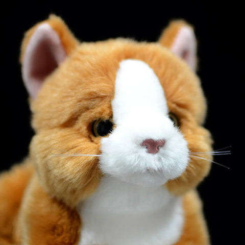 Realistic Yellow and White Cat Stuffed Animal Plush Toy