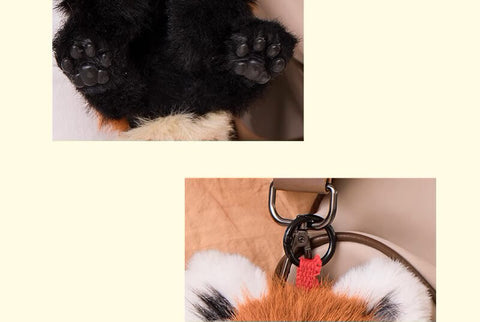 Handmade Red Panda Cub Bag Charm, Kawaii Keychain for Backpack
