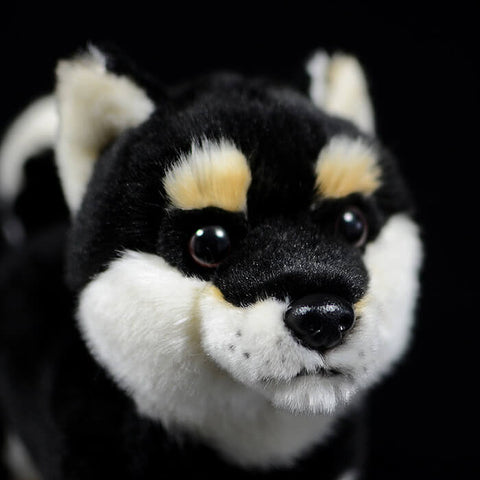 Realistic Black Husky Dog Stuffed Animal Plush Toy