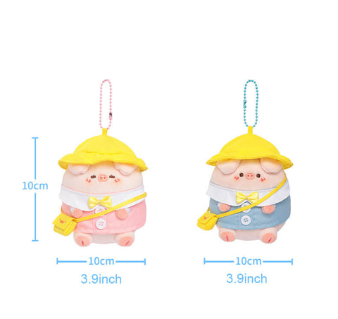Cute Students Pig Plush Keychain, Animal Bag Charm