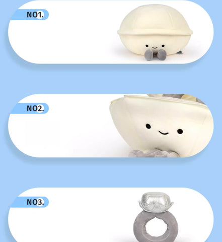 Cartoon Pearl Clam Stuffed Animal Plush Toy with Diamond Plushies