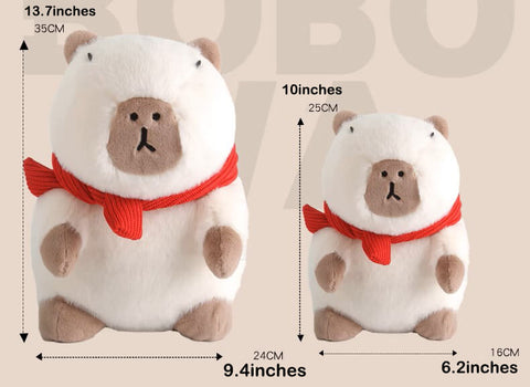 Cute Capybara Wearing Scarf Stuffed Plush Toy, Lazy Animal Plushies