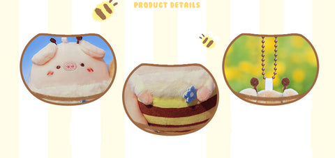 Cute Bee Pig Plush Keychain, Animal Bag Charm