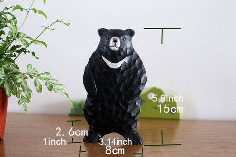 Handmade Carved Black Bear Figurine
