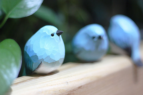 Handmade Carved Wooden Mountain Bluebird Figurine