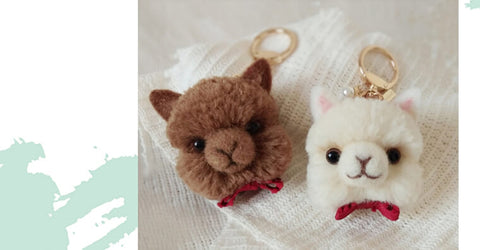 Handmade Wool Felt Alpaca Face Bag Charm Keychain