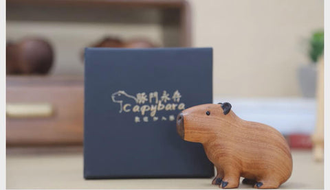 Handmade Carved Wooden Capybara Animal Figurine