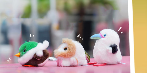 Mini Barn Owl, Mallard, Red-Footed Booby Stuffed Plush Keychain, Bag Charm