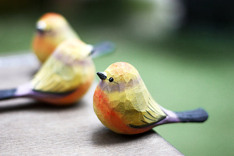 Handmade Carved Wooden Lophobasileus Bird Figurine