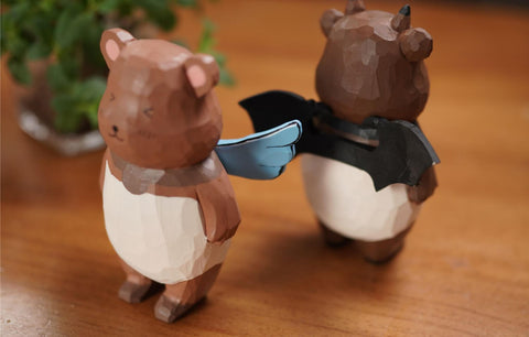 Handmade Carved Cartoon Bear Figurine