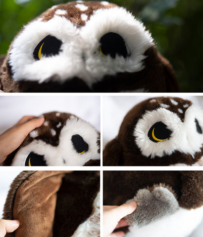 Chubby Northern Saw-Whet Owl Plush Stuffed Animal Round Pillow