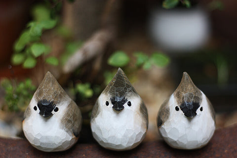 Handmade Carved Wooden Tufted Titmouse Bird Figurine