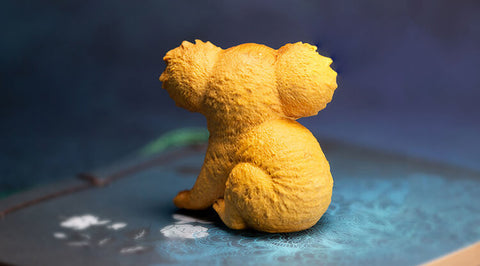 Hand-Carved Realistic Boxwood Koala Figurine