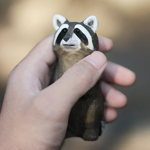 Handmade Carved Raccoon Figurine