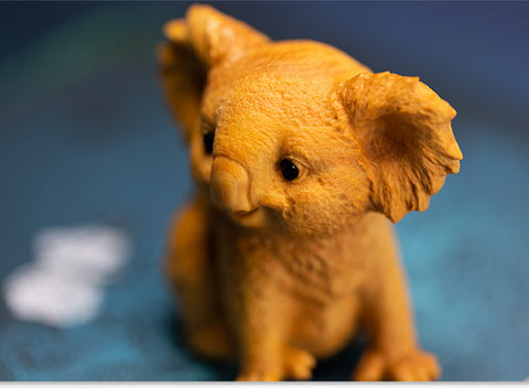 Hand-Carved Realistic Boxwood Koala Figurine