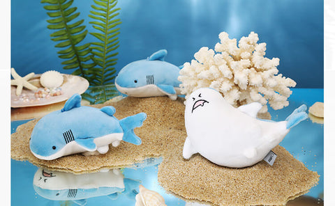 Little White Shark Plush Bag Charm, Stuffed Animal Keychain