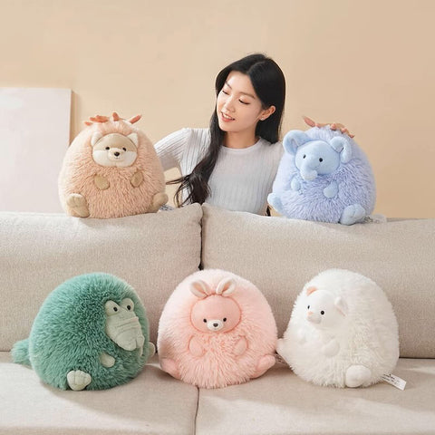 Chubby Stuffed Animal Hugging Pillow - Crocodile, Elephant, Rabbit, Dog, Cat