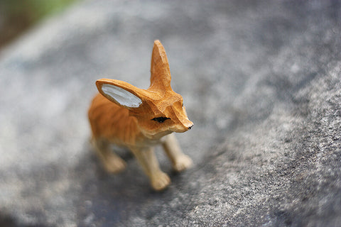 Handmade Carved Fennec Fox Figurine