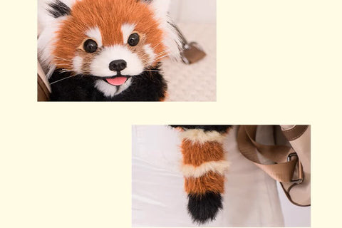 Handmade Red Panda Cub Bag Charm, Kawaii Keychain for Backpack