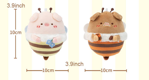 Cute Bee Pig Plush Keychain, Animal Bag Charm