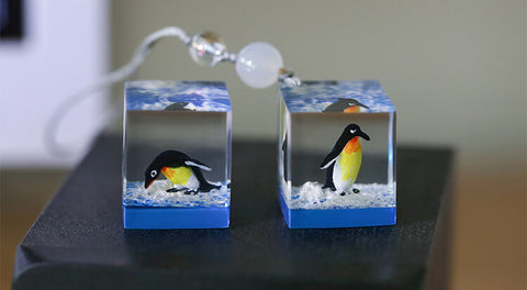 Handmade Resin Penguin Bag Charm, Personalized Gift Resin Crafts