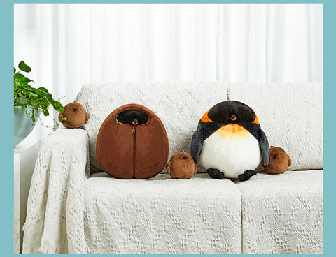 Big Chubby King Penguin Plush Stuffed Animal Round Pillow