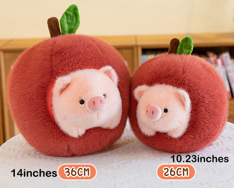 Kawaii Piggy Stuffed Animal Plush Toy with Apple Plush Toy