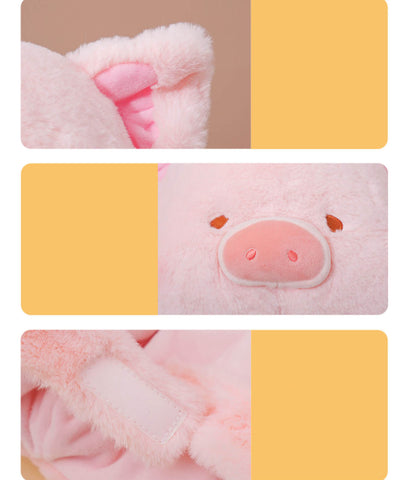 Winter Plush Stuffed Pig Hat, Scarf Cap