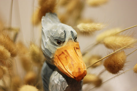 Handmade Carved Wooden Shoebill Figurine