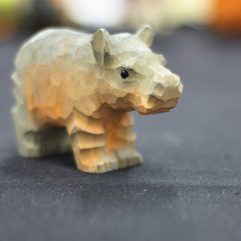 Handmade Carved Hippo Figurine