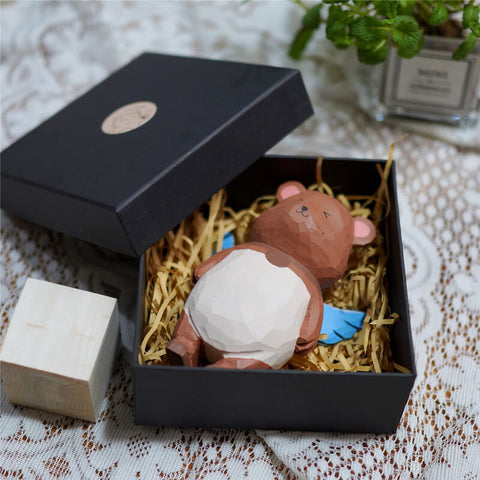 Handmade Carved Cartoon Bear Figurine