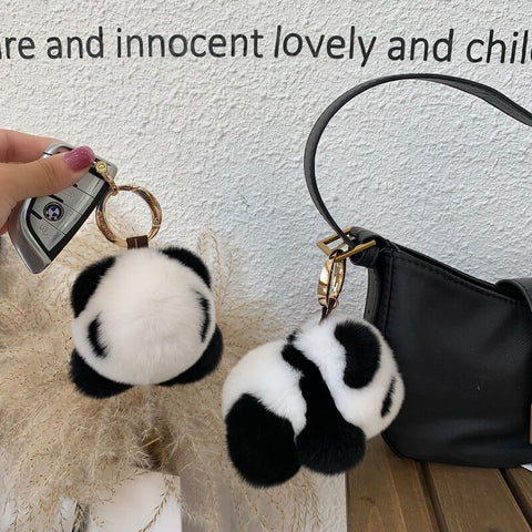 Fluffy Panda Stuffed Plush Bag Charm