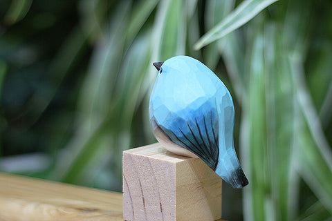 Handmade Carved Wooden Mountain Bluebird Figurine
