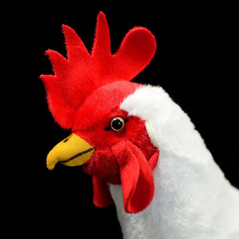 Realistic White Rooster Stuffed Animal Plush Toy