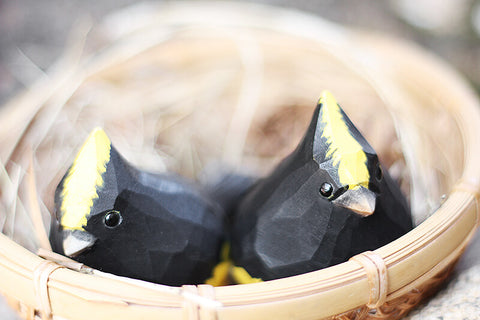 Handmade Carved Wooden Sultan Tit Bird Figurine